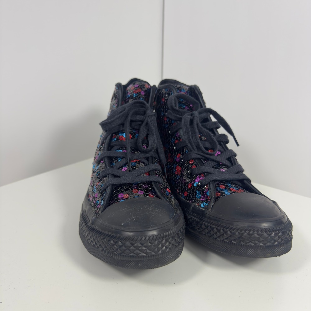 Converse Chuck Taylor All Star Hi Sequins Womens 8 Black Blue Cherry Red Bling - Picture 5 of 16